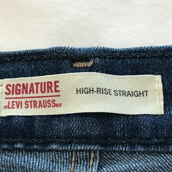 Levi's Strauss Signature Straight Jeans Women W30 10M Blue High Rise Dark Wash - Picture 4 of 14